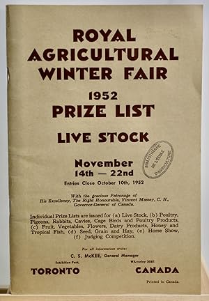 Livestock prize list, Royal Agricultural Winter Fair 1952