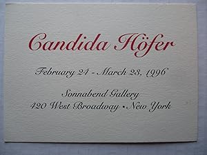 Immagine del venditore per Candida Hofer Sonnabend 1996 Exhibition invite postcard venduto da ANARTIST