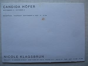 Immagine del venditore per Candida Hofer Nicole Klagsbrun 1990 Exhibition invite postcard venduto da ANARTIST