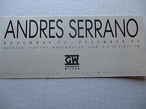 Seller image for Andres Serrano Greenberg Wilson Gallery 1988 Exhibition invite postcard for sale by ANARTIST