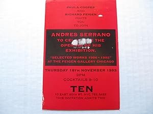 Seller image for Andres Serrano cocktail party at Ten Nov 18th 1993 Exhibition invite postcard for sale by ANARTIST