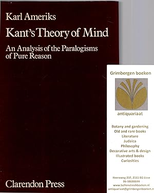 Seller image for Kant's Theory of Mind: An Analysis of the Paralogisms of Pure Reason for sale by Grimbergen Booksellers