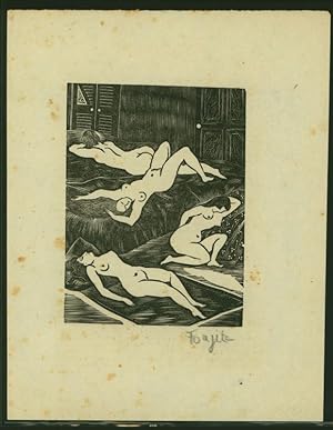 Seller image for Original Holzstich ["Vier nackte Frauen"]. Einzelblatt aus: Pierre Lous: Les Aventures du Roi Pausole. for sale by Stader Kunst-Buch-Kabinett ILAB