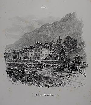 Imagen del vendedor de Andreas Hofer`s Haus. Lithographie von J. F. Lentner (links unten im Stein signiert) aus "Darstellungen aus den Hochlanden Tirols, Salzburgs und des Salzkammerguts in Ober-sterreich". Salzburg, Jos Oberer 1842-43, ca. 21 x 23 cm (34,5 x 26,5 cm Blattgr.) a la venta por Antiquariat Johannes Mller