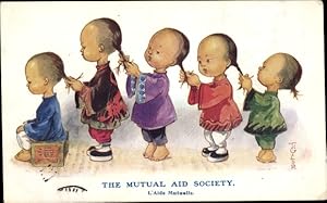 Imagen del vendedor de Knstler Ansichtskarte / Postkarte China, The Mutual Aid Society, Kinder flechten sich gegenseitig die Haare a la venta por akpool GmbH