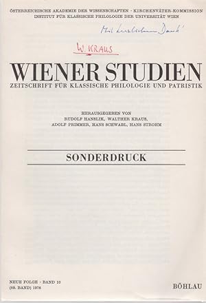 Bild des Verkufers fr Bemerkungen und Vorschlge zu Platons Gorgias. [Aus: Wiener Studien, N.F., Bd. 10 (89. Bd.), 1976]. zum Verkauf von Fundus-Online GbR Borkert Schwarz Zerfa