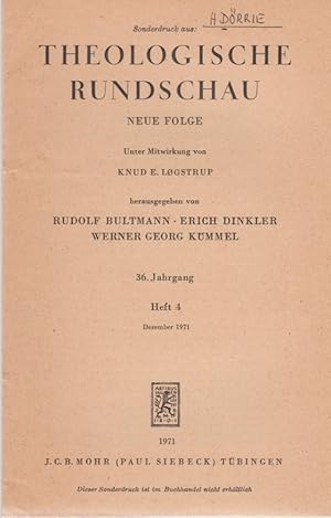 Bild des Verkufers fr Was ist "sptantiker Platonismus"? [Aus: Theologische Rundschau, N.F., 36 Jg., Heft 4, Dezember 1971]. berlegungen zur Grenzziehung zwischen Platonismus und Christentum. zum Verkauf von Fundus-Online GbR Borkert Schwarz Zerfa