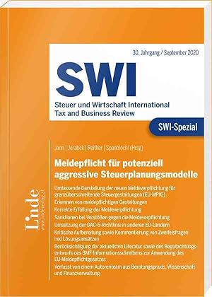 Bild des Verkufers fr SWI-Spezial Meldepflicht f ¼r potenziell aggressive Steuerplanungsmodelle zum Verkauf von moluna