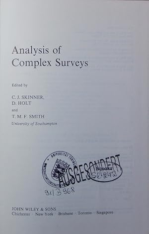 Bild des Verkufers fr Analysis of complex surveys. zum Verkauf von Antiquariat Bookfarm