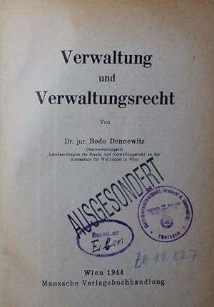 Seller image for Verwaltung und Verwaltungsrecht. for sale by Antiquariat Bookfarm