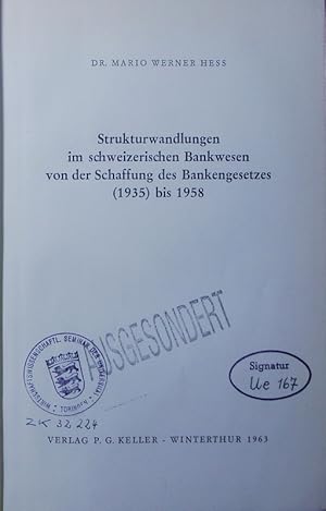 Seller image for Strukturwandlungen im schweizerischen Bankwesen von der Schaffung des Bankengesetzes (1935) bis 1958. for sale by Antiquariat Bookfarm