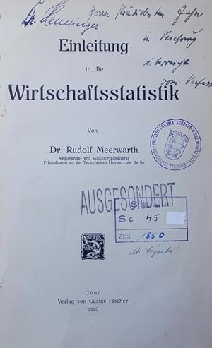 Seller image for Einleitung in die Wirtschaftsstatistik. for sale by Antiquariat Bookfarm