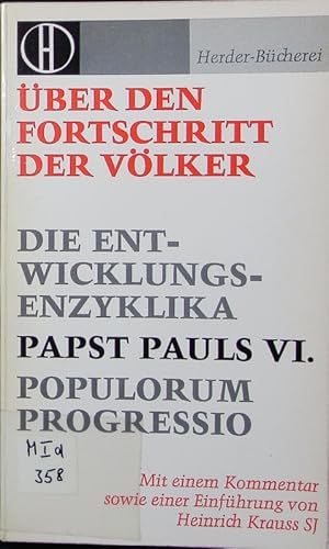 Bild des Verkufers fr ber den Fortschritt der Vlker. die Entwicklungsenzyklika Papst Pauls VI. zum Verkauf von Antiquariat Bookfarm