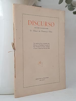 Imagen del vendedor de Discurso del Excmo. Sr. Alcalde de Jerez de la Frontera D. Con motivo de su recepcin pblica en la Academia Jerezana de San Dionisio de Artes, Ciencias y Letras, el da 3 de Abril de 1954. a la venta por Librera Miau