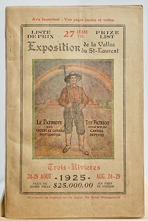 Exposition de la Vallée du St-Laurent, Trois-Rivières, 1925, liste de prix