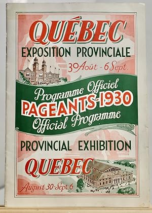 Québec exposition provinciale 30 août-6 sept. 1930, Programme officiel, Pageants 1930