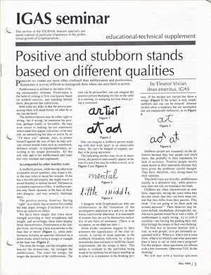 Immagine del venditore per Journal of Graphoanalysis IGAS seminar Supplement May 1994 venduto da Craig Stark