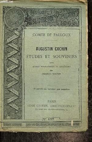 Bild des Verkufers fr Augustin Cochin, tudes et souvenirs (Collection "Nouvelle Bibliothque Populaire", n157) zum Verkauf von Le-Livre