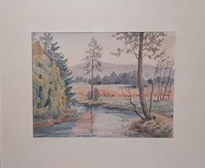 Aquarell "Weiden an der Moder" (Elsaß)