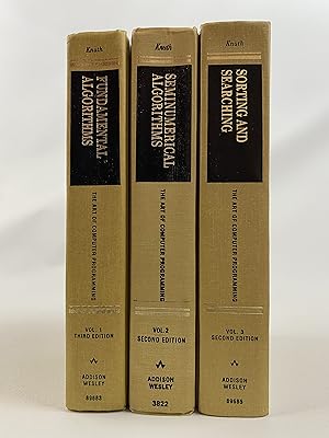 Bild des Verkufers fr The Art of Computer Programming, 3 Volumes: 1. Fundamental Algorithms (3rd edition); 2. Seminumerical Algorithms (2nd edition); 3. Sorting and Searching (2nd edition) zum Verkauf von Gordon Kauffman, Bookseller, LLC