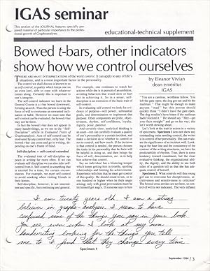 Immagine del venditore per Journal of Graphoanalysis IGAS seminar Supplement September 1994 venduto da Craig Stark