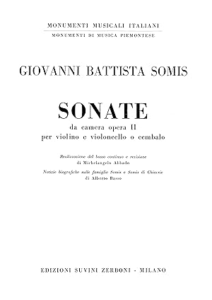 [XII] SONATE (SONATA) DA CAMERA OPERA II per violino e violoncello o cembalo. " Realizzazione del...