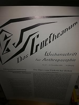 Imagen del vendedor de Das Gotheanum, Wochenschrift fr Anthroposophie 79. Jahrgang Nr. 47, 19. November 2000 a la venta por Verlag Robert Richter