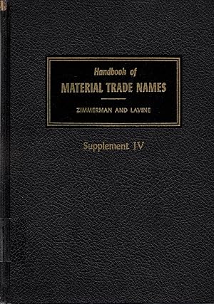 Image du vendeur pour Supplement IV to the 1953 Edition of Handbook of Trade Names mis en vente par Book Booth