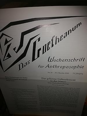 Imagen del vendedor de Das Gotheanum, Wochenschrift fr Anthroposophie 79. Jahrgang Nr. 44, 29. Oktober 2000 a la venta por Verlag Robert Richter