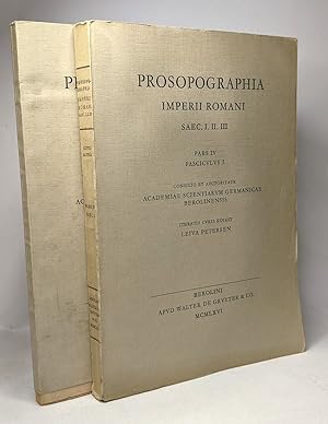 Prosopographia imperii romani saec. I. II. III. pars IV fasciculus 3 (1966) + Pars V fasciculus 1...