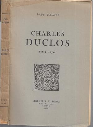 Seller image for Charles Duclos ( 1704 - 1772 ). for sale by Antiquariat Carl Wegner