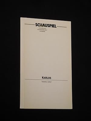 Seller image for Programmbuch Schauspiel Frankfurt 1992/93. KARLOS von Tankred Dorst, Mitarbeit: Ursula Ehler. Insz.: Alexander Brill, Bhnenbild/ Kostme: Ilse Trbing, techn. Leitung: Siegfried Dreissigacker. Mit Daniel Ris, Patrick Heyn, Robert Dlle, Ellen Schlootz, Matthias Matschke, Clemens Glade, Harula Zitaki, Julia Veidt, Clemens Dnicke, Birte Papenhausen for sale by Fast alles Theater! Antiquariat fr die darstellenden Knste