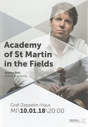 Bild des Verkufers fr Programmheft ACADEMY OF ST MARTIN IN THE FIELDS JOSHUA BELL 10. Januar 2018 Graf-Zeppelin-Haus Friedrichshafen zum Verkauf von Programmhefte24 Schauspiel und Musiktheater der letzten 150 Jahre