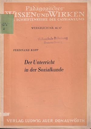 Bild des Verkufers fr Der Unterricht in der Sozialkunde mit ausfhrlichen Beispielen zum Verkauf von Clivia Mueller