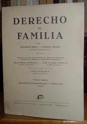 Image du vendeur pour DERECHO DE FAMILIA. Volumen segundo: Relaciones paternofiliales y parentelas. Tutela mis en vente par Fbula Libros (Librera Jimnez-Bravo)