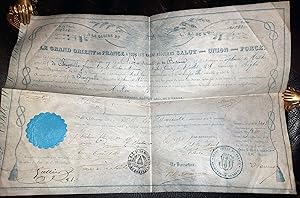 Ernennungsurkunde zum "Maitre" der Loge Sincerite in Bordeaux für den am 8. Juli 1826 in der Giro...