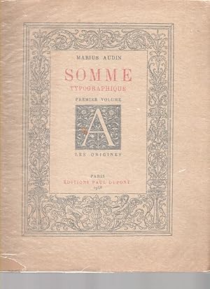 Seller image for Somme Typographique, Premier Volume Les Origines for sale by Mossback Books