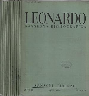 Bild des Verkufers fr Leonardo rassegna bibliografica anno 1938 Annata completa zum Verkauf von Biblioteca di Babele