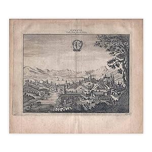 GENEVE Ville forte, Sur le Rhône - cm 17,5 x 15,5 Folio