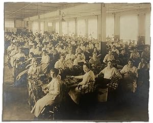 Original Photograph of All Female Workforce at Cigar Factory Circa 1910