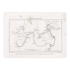 Passes of the Alps - Map to illustrate the route from Grenoble to Aosta by the pass of the little...