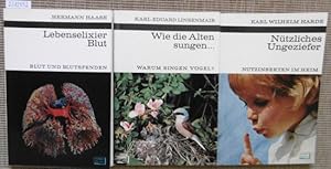 Bild des Verkufers fr Haase, Hermann: Lebenselixier Blut. Blut und Blutspenden. - Harde, Karl Wilhelm: Ntzliches Ungeziefer. - Linsenmair, Karl-Eduard: Wie die Alten sungen. Warum singen Vgel? 3 Bndchen aus der Kosmos-Bibliothek. zum Verkauf von Versandantiquariat Trffelschwein