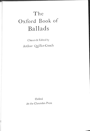 Bild des Verkufers fr The Oxford Book of Ballads zum Verkauf von WeBuyBooks