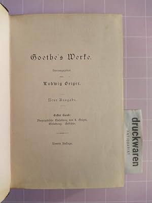 Immagine del venditore per Goethe's Werke: Erster Band. Neue Ausgabe. venduto da Druckwaren Antiquariat