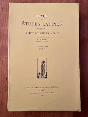 Image du vendeur pour Revue des tudes latines 1996 Tome 74 mis en vente par Librairie des Possibles