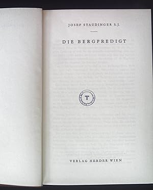 Bild des Verkufers fr Die Bergpredigt. zum Verkauf von books4less (Versandantiquariat Petra Gros GmbH & Co. KG)