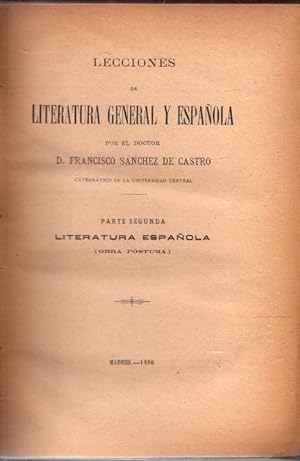 Bild des Verkufers fr Lecciones de literatura general y espaola. Parte segunda . zum Verkauf von Librera Astarloa