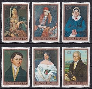 Gemälde des 19.Jh. Porträts / Briefmarken Jugoslawien Nr. 1438-1443**