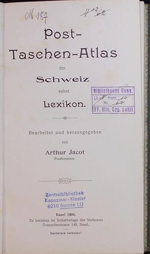 Bild des Verkufers fr Post-Taschen-Atlas der Schweiz nebst Lexikon. zum Verkauf von Antiquariat Bookfarm