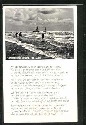 Bild des Verkufers fr Ansichtskarte Bsum, Nordseepanorama mit Segelschiffen am Horizont zum Verkauf von Bartko-Reher